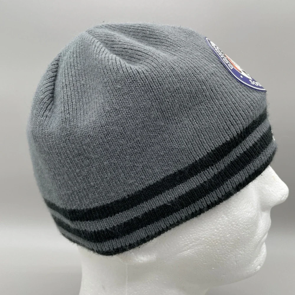 Adidas Beanie Hat Mens OSFM Grey Downtown United NYC Soccer Club Striped Knit